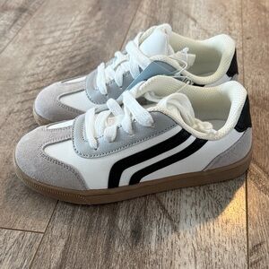 White and Black Sneakers with Gum Sole